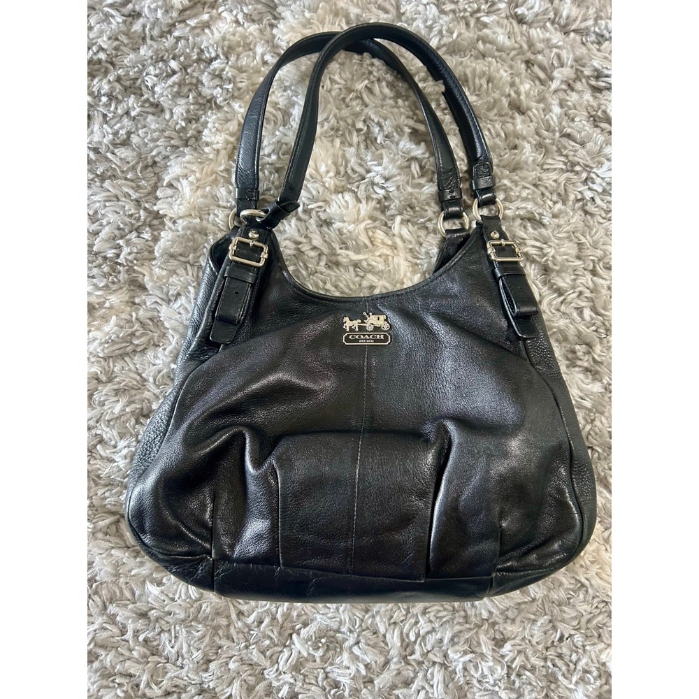 Coach Madison Maggie Leather Shoulder Bag in Black